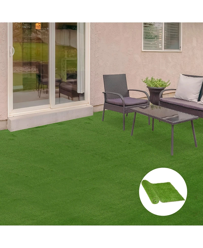 10' x 3' Artificial Turf Grass with Simulated Look & Feel Uv Protection, & Drain Holes for Rain, 1.25" Height
