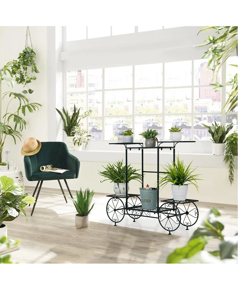 Unho Garden Wrought Iron Plant Stand 6 Tiers Flower Pots Display Rack Home Garden Decor