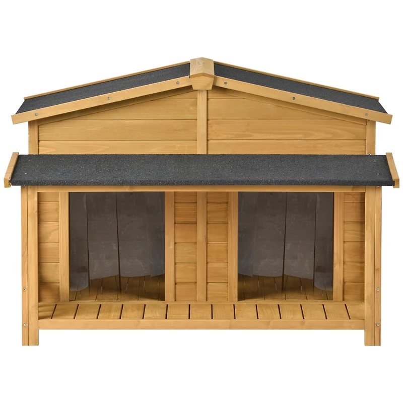 Streamdale Furniture 47.2" Large Wooden Dog House Outdoor, Outdoor & Indoor Dog Crate, Cabin Style, With Porch, 2 Doors