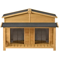 Streamdale Furniture 47.2" Large Wooden Dog House Outdoor, Outdoor & Indoor Dog Crate, Cabin Style, With Porch, 2 Doors