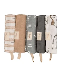 Crane Baby Infants Ezra Woodland Animal Wash Cloth, 5-Pc. Set
