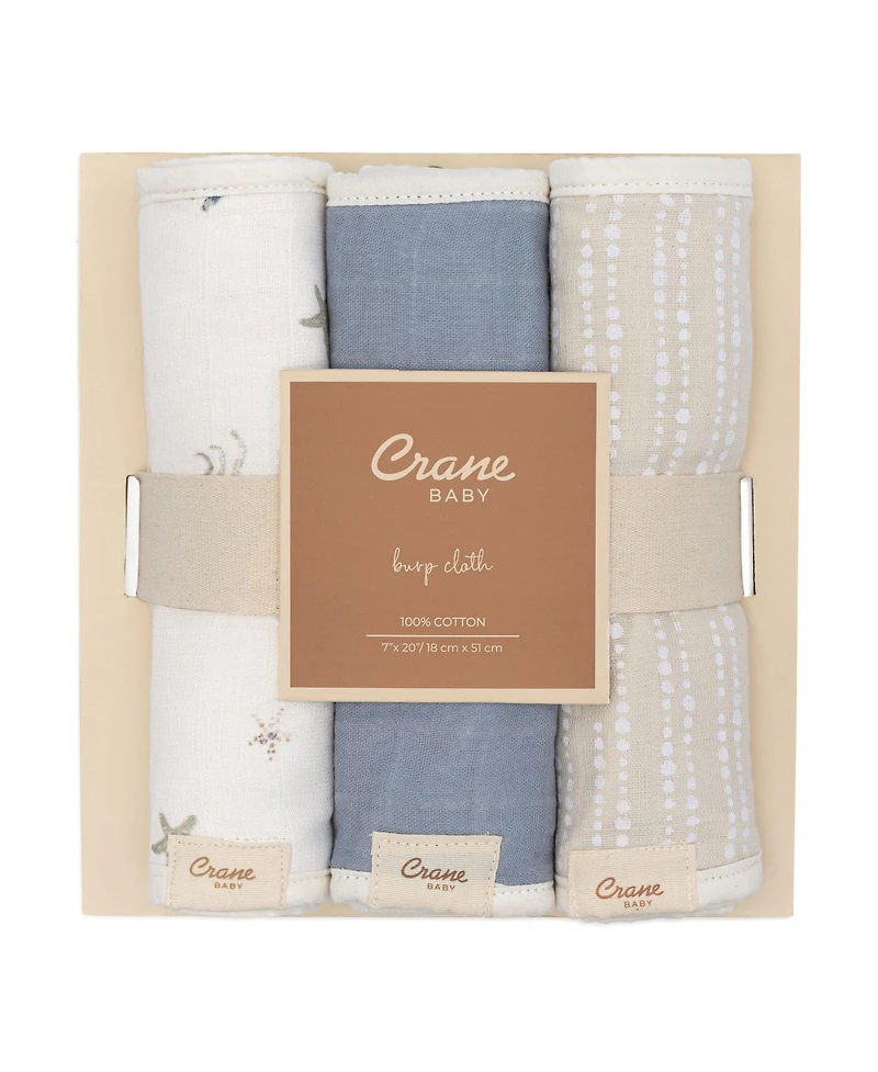 Crane Baby Infants Cove Ocean Baby Burp Cloth, 3-Pc. Set