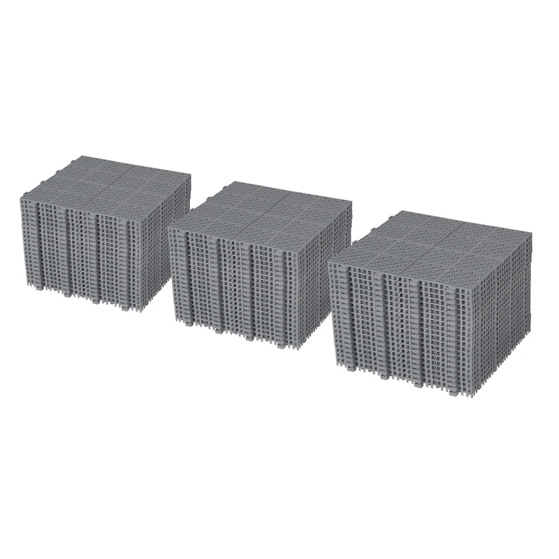 12 x 12 Inch Gray Interlocking Deck Tiles Plastic Waterproof Outdoor All Weather Anti-slip Bathroom Shower Balcony Porch Strong Weight Capacity Upto 6