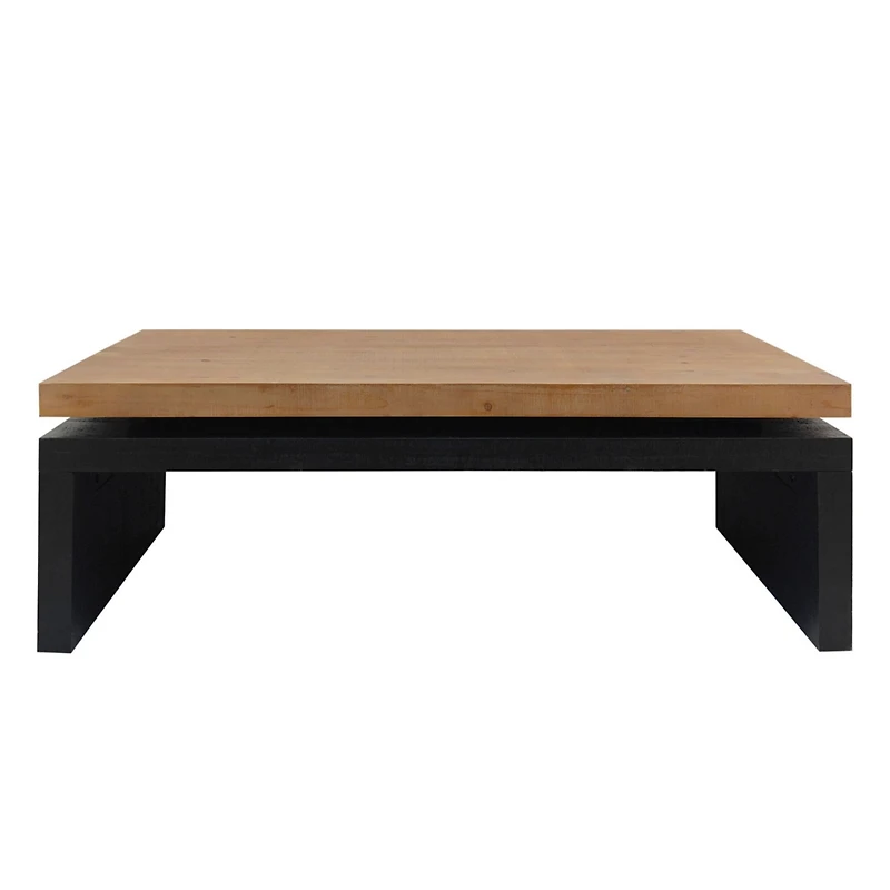 Streamdale Furniture Black and Natural Wood Living Room Table Versatile Coffee Table 2-Tiered Wood Tabletop Table 47.6" L 23.6" W 16.3" H