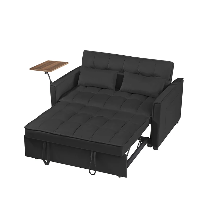 Streamdale Furniture Black Velvet Loveseat Sofa Bed