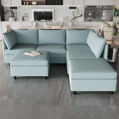 Streamdale Furniture Modular Sectional Sofa, Convertible Sofa Seat With Storage, Sleeper Sectional Sofa Set