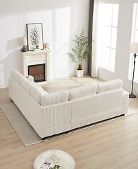 Streamdale Oversized Corduroy Corner Sofa with Storage and Amenities
