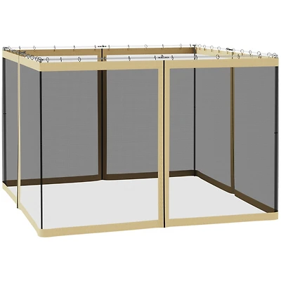 10' x 10' Replacement Mesh Sidewall Netting for Patio Gazebos and Canopy Tents with Zippers (Sidewall Only), Beige