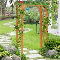 85" Wooden Garden Arbor for Wedding and Ceremony, Outdoor Garden Arch Trellis for Climbing Vines - Orange