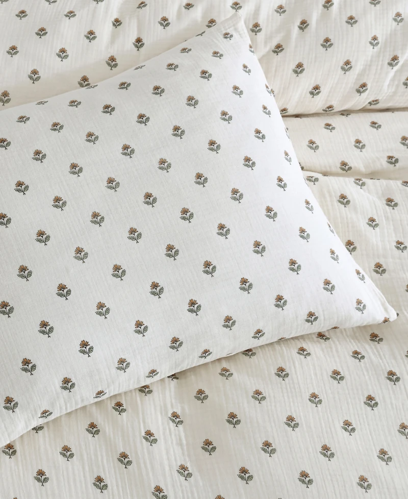 Peri Home Block Print Gauze 3-Pc. Comforter Set
