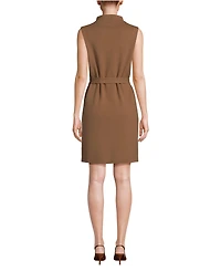 Lands' End Women's Cotton Blend Short Sleeve Mock Neck Sweater Dress