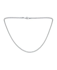 Bling Jewelry Polished Venetian Flat Box Chain Necklace Silver Tone Stainless Steel 3MM