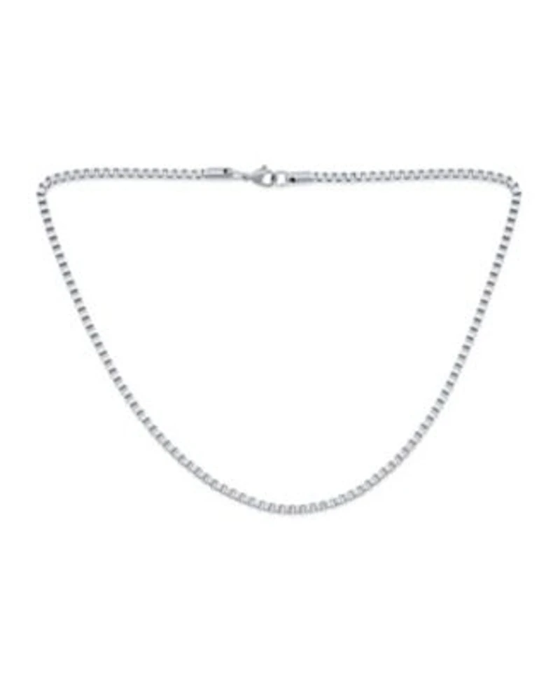 Bling Jewelry Masculine Venetian Box Chain Necklace Silver Tone Stainless Steel 3mm