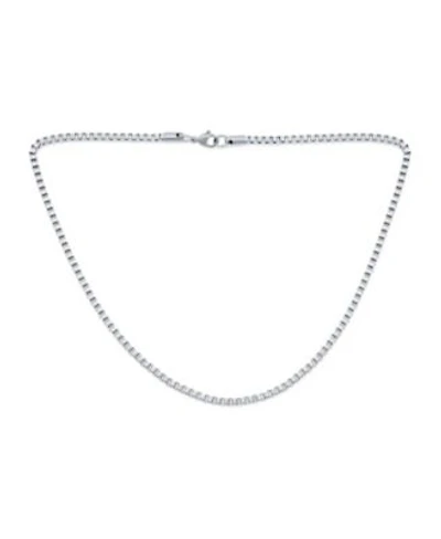 Bling Jewelry Masculine Venetian Box Chain Necklace Silver Tone Stainless Steel 3mm