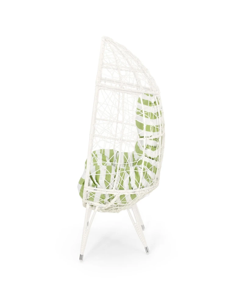 Streamdale Chic Teardrop Chair Faux Rattan Weave, Plush Cushion, Abstract Mesh