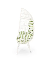 Streamdale Chic Teardrop Chair Faux Rattan Weave, Plush Cushion, Abstract Mesh