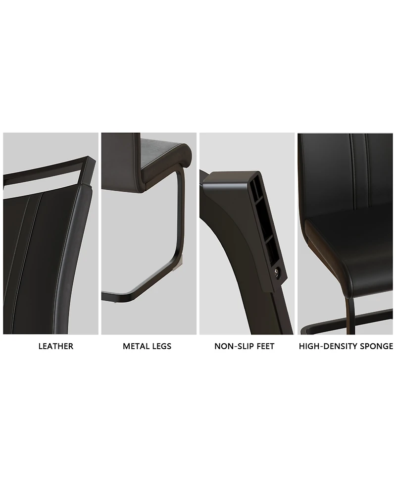 Streamdale Furniture 59" Rural Industrial Rectangular Mdf Wood Color Dining Table Set and Pu Armless Dining Chair Set 4. Kitchen Black Metal Table Leg