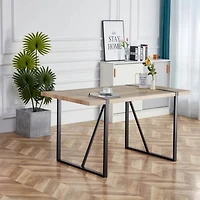 Streamdale Furniture Rustic Industrial Rectangular Wood Dining Table For 4-6 Person, With 1.5" Thick Engineered Wood color Tabletop and Black Metal Le