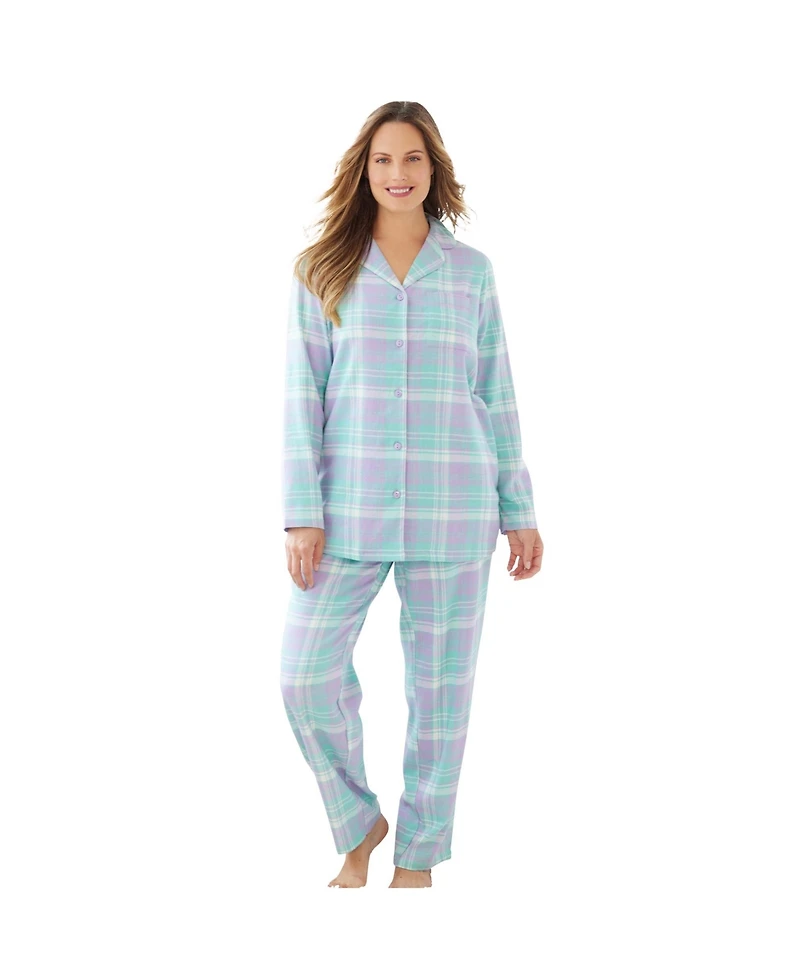 Dreams & Co. Plus Classic Flannel Pajama Set