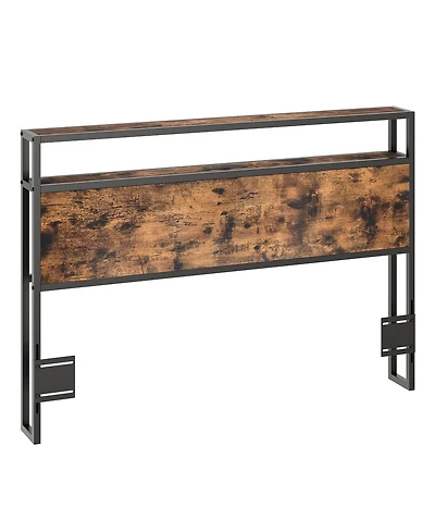 gaomon Headboard for Queen Size Bed with Storage, Adjustable Metal & Wood Headboard with 2 Outlets, Led Lights, Usb Ports, and Storage Rack, Sturdy &