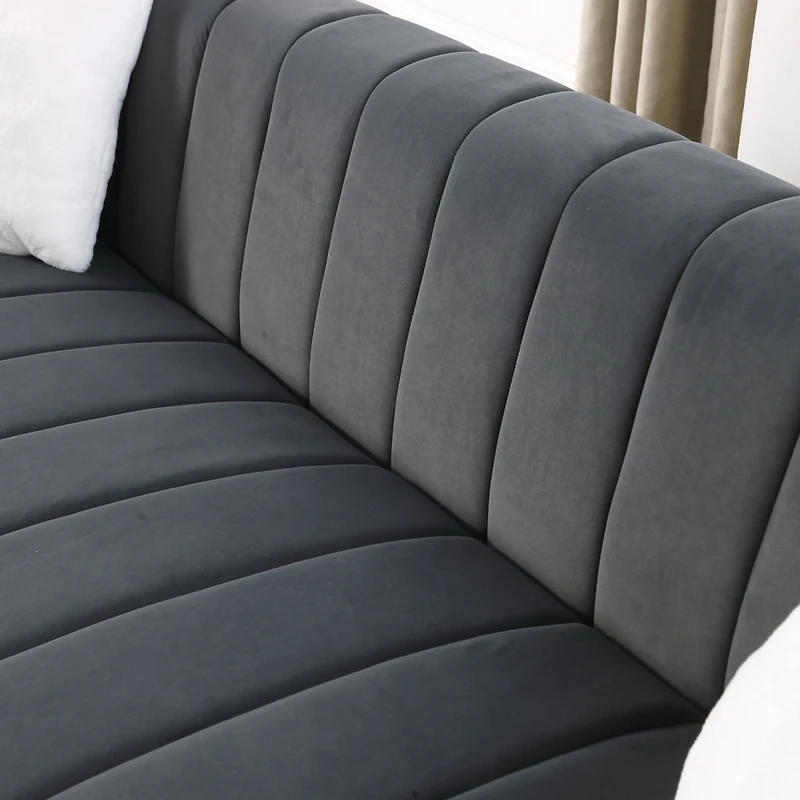 Streamdale Furniture A modern channel sofa take on a traditional Chesterfield, Grey color,3 seater