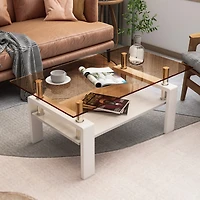 Streamdale Modern Brown Glass Coffee Table