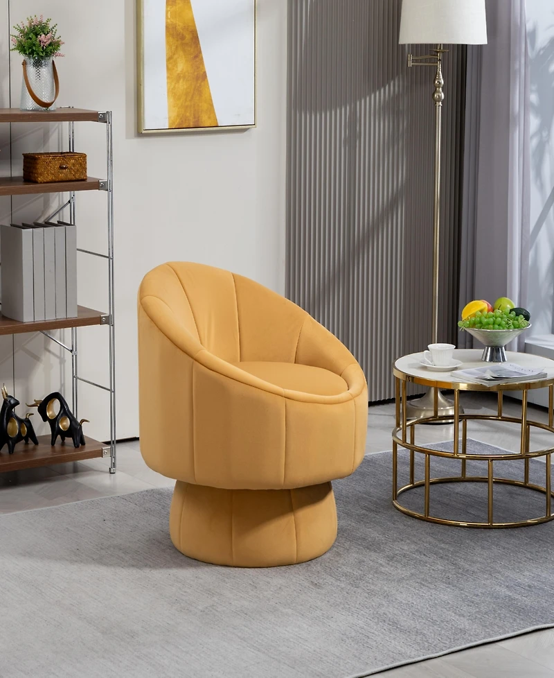Streamdale Furniture Mid Century Modern Accent Chair with Wood Frame, Upholstered Swivel Chair For Living Room Chairs with Waist Cushion, Reading Armc