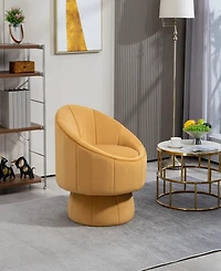 Streamdale Furniture Mid Century Modern Accent Chair with Wood Frame, Upholstered Swivel Chair For Living Room Chairs with Waist Cushion, Reading Armc