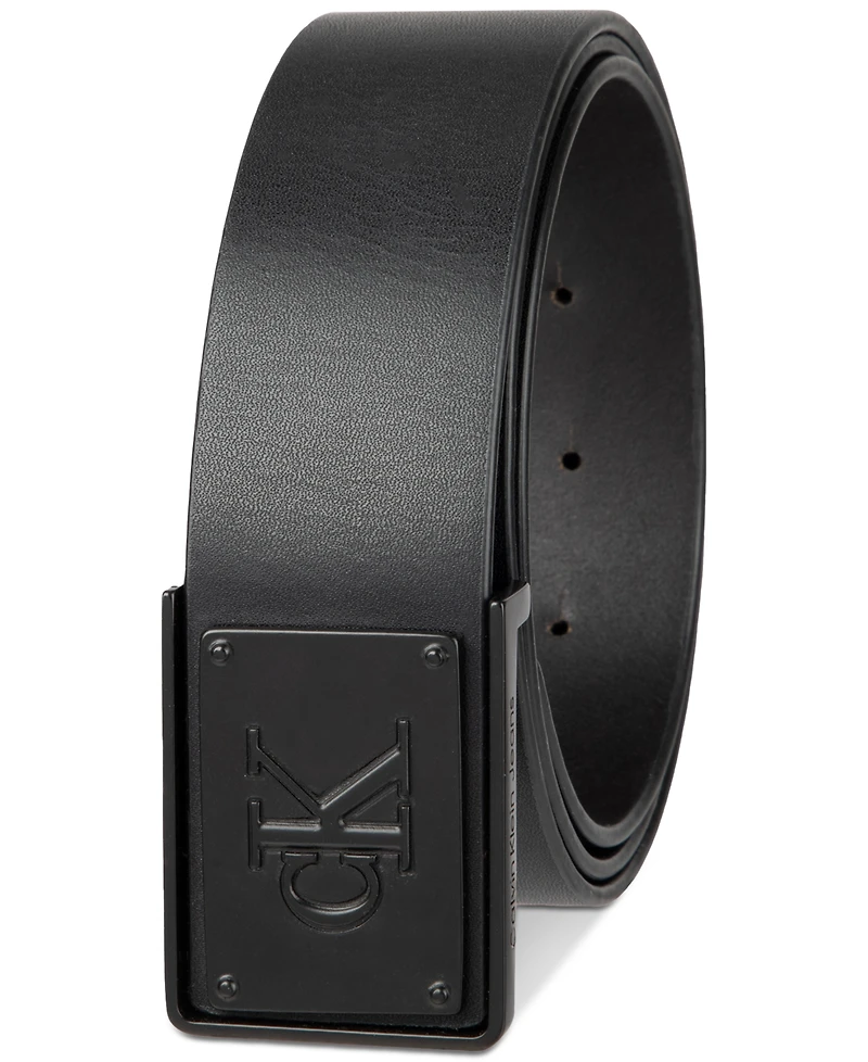 Calvin Klein Men's Ck Plate Plaque Belt