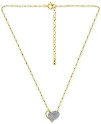 Giani Bernini Cubic Zirconia Pave Heart Pendant Necklace in Sterling Silver & 18k Gold-Plated, 16" + 2" extender, Created for Macy's