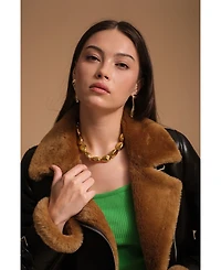 Furniq Uk Women's Leather Sheepskin Jacket, Brown, Created for Macy's