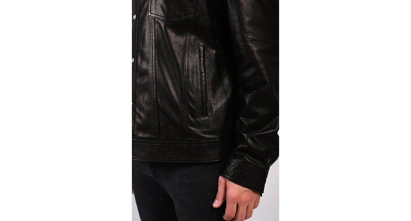 Men's Leather Jacket, Black, Created for Macy's