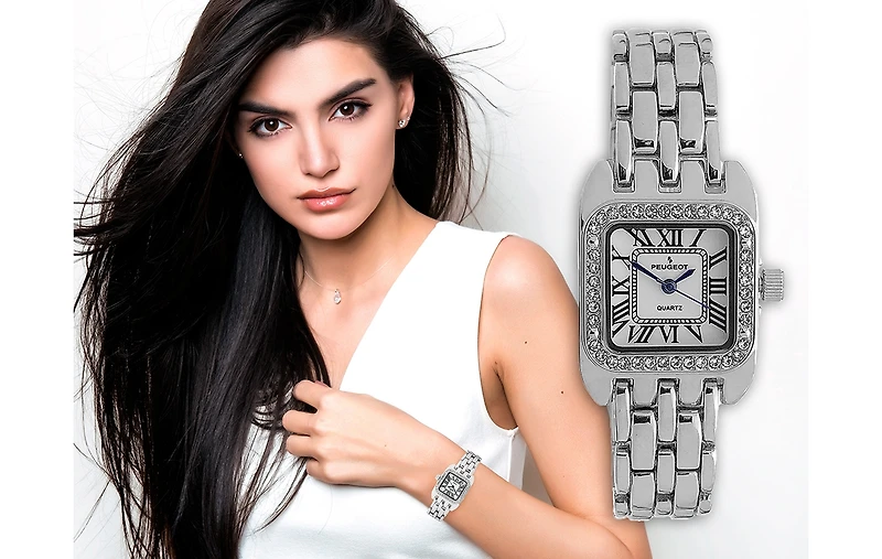 Peugeot Women's 24mm Silver Tank Panther Link Bracelet Watch