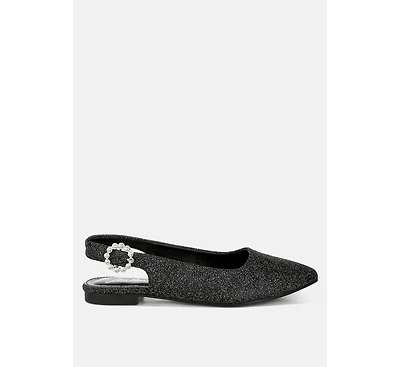 Giora Glitter Slingback Flat Sandals