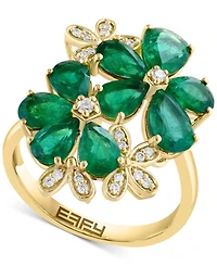Effy Collection Diamond (1/6 ct. t.w.) & Emerald (3-3/4 ct. t.w.) Ring in 14k Yellow Gold
