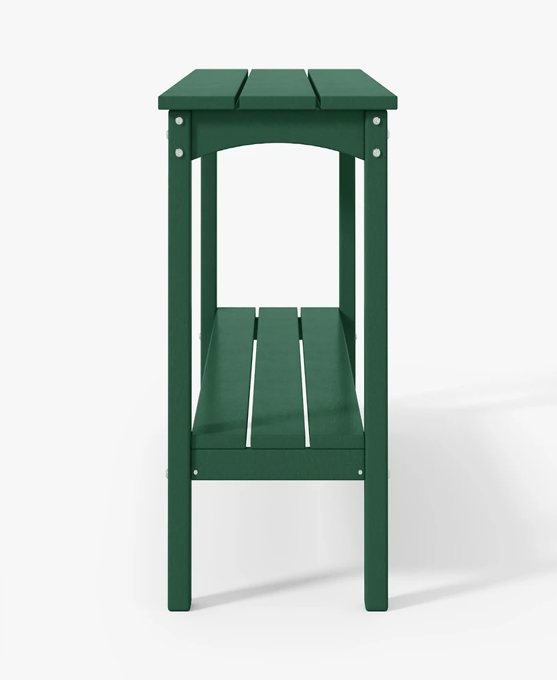 55" Outdoor Patio Hdpe Adirondack 2-Tier Shelf Console Table