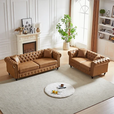 Streamdale Furniture 3 Seats + 2 Seats Combo Sofa Modern living room sofa with solid wood frame and wooden feet, 4 cushions, apartment sofa furniture