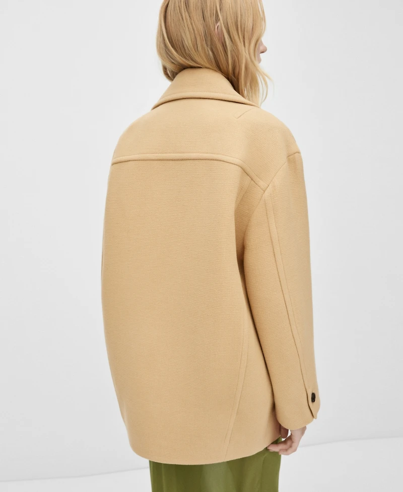 Mango Women's Double Breasted Virgin Wool Coat