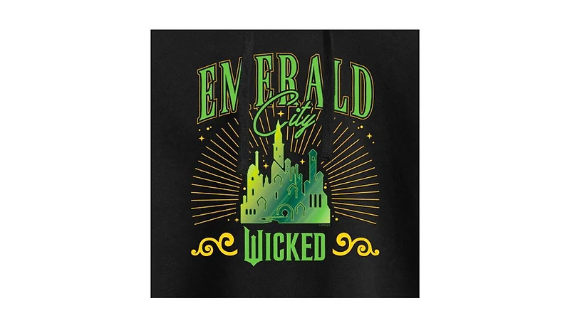 Hybrid Apparel Trendy Juniors Wicked Emerald City Graphic Cropped Hoodie