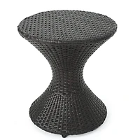 Streamdale Hourglass Wicker Side Table With Iron Frame For Outdoor Decor