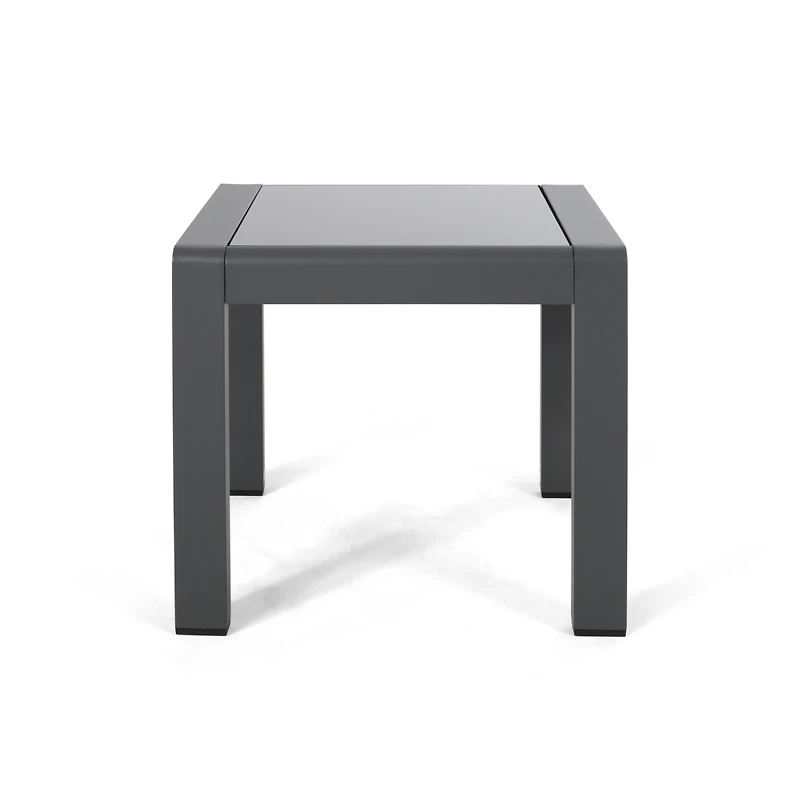 Streamdale Stylish Aluminum End Table With Frosted Glass Top For Outdoor Seating