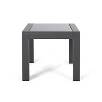 Streamdale Stylish Aluminum End Table With Frosted Glass Top For Outdoor Seating
