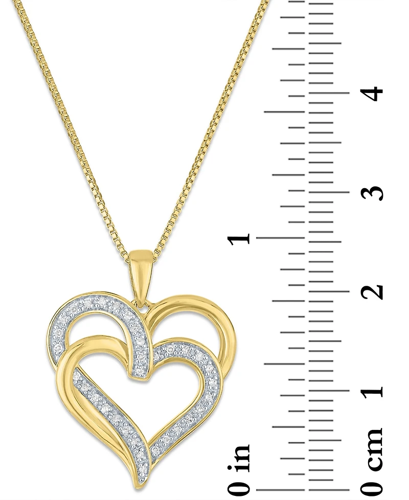 Diamond Overlap Heart 18" Pendant Necklace (1/10 ct. t.w.) Sterling Silver, 14k Gold-Plated Silver or Rose