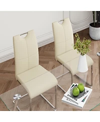 Streamdale Furniture Modern simple rectangular glass dining table, solid tempered glass tabletop, electroplated table legs, light yellow Pu dining cha
