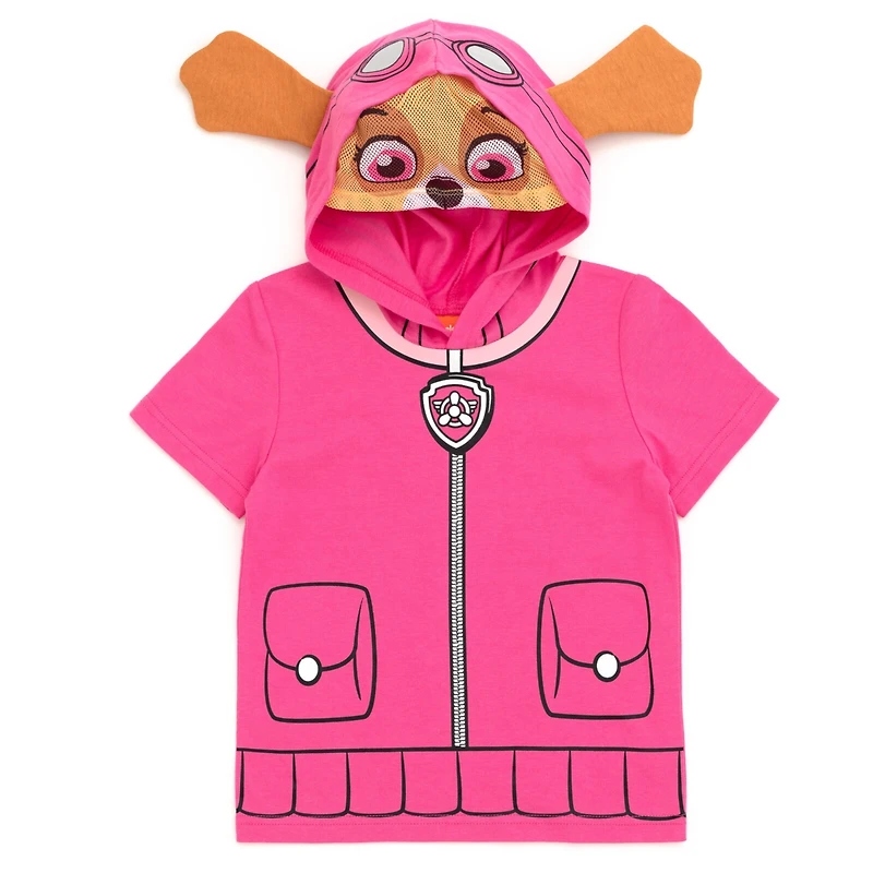 Paw Patrol Little Boys Chase Skye Rubble Marshall Cosplay T-Shirt and Bike Shorts French Terry Outfit Set to