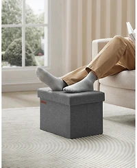 Songmics Home Foldable Storage Ottoman Bench for Living Room, Bedroom, Pastel Pink