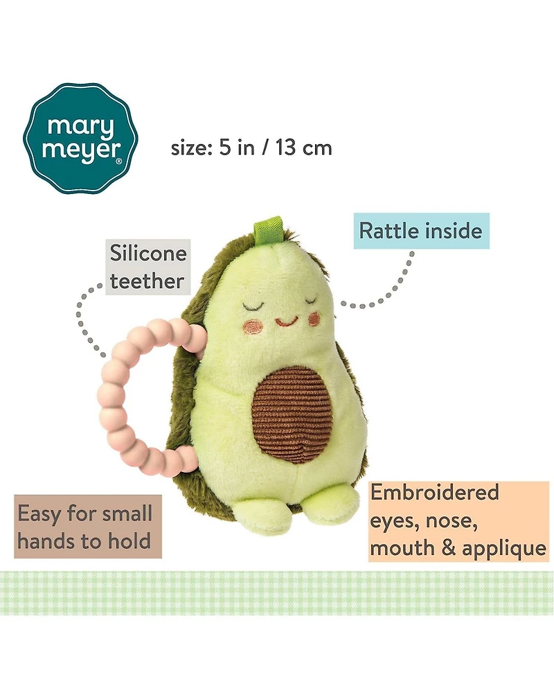 Mary Meyer Teether Baby Rattle, Yummy Avocado