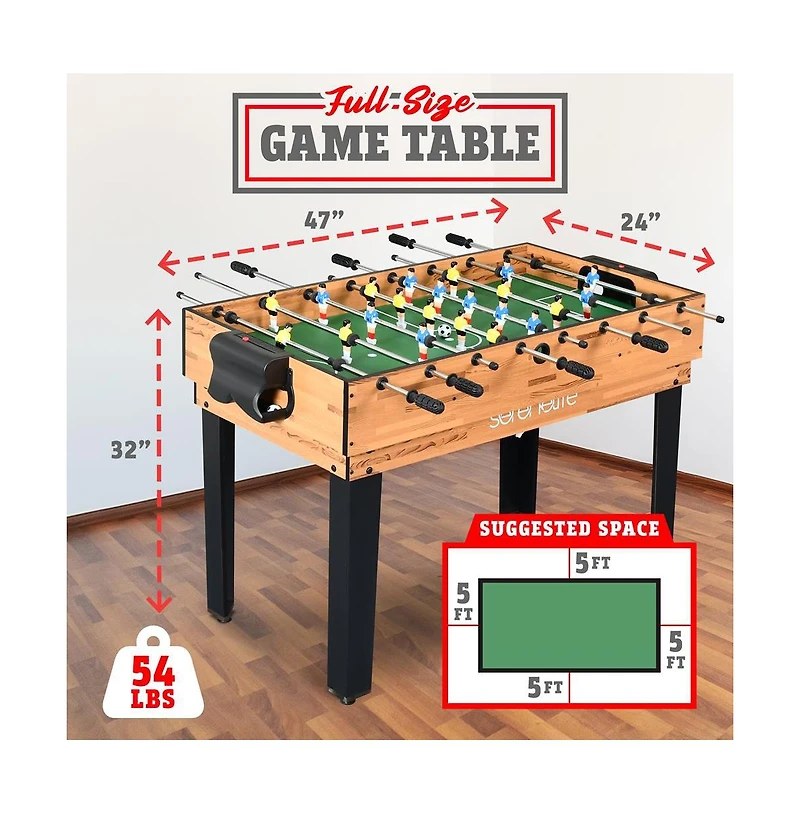 SereneLife 4-in-1 Multi-Function Game Table with Foosball, Pool, Hockey, and Ping Pong