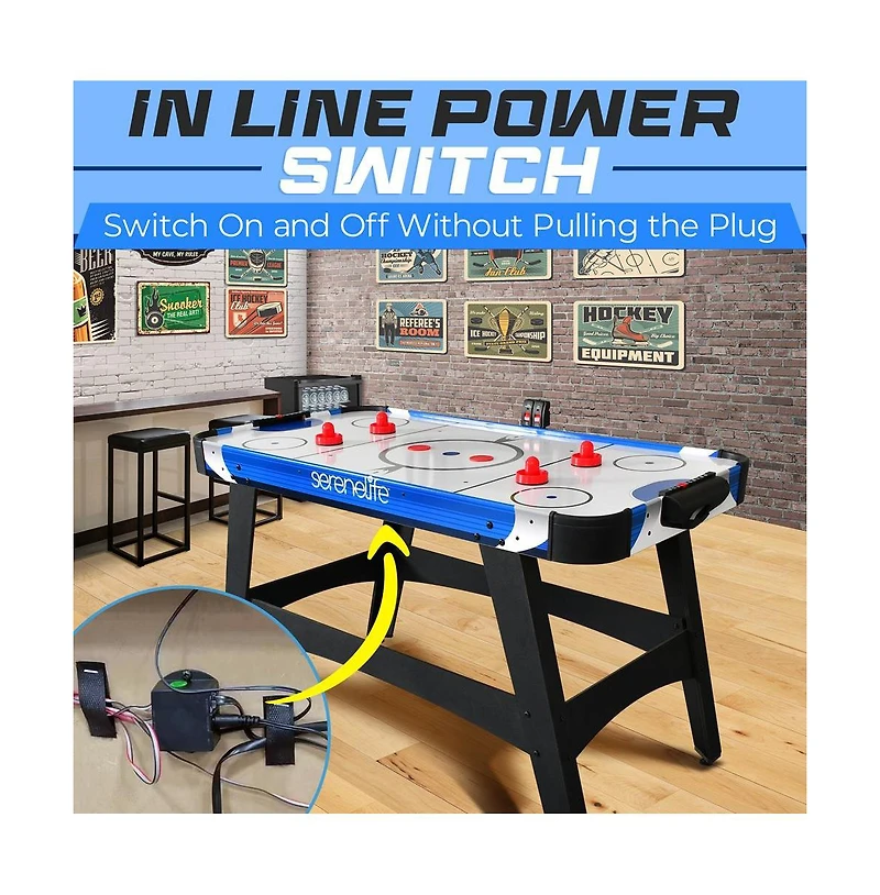 SereneLife 54" Air Hockey Table with Digital Led Scoreboard and 12V Fan Motor