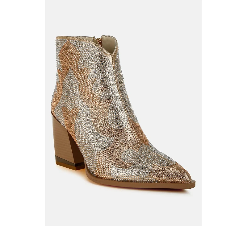 Mugler Rhinestones Embellished Ankle Boots